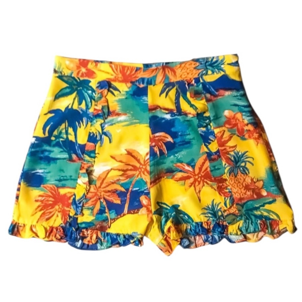 Zara Tropical Floral Ruffle Shorts